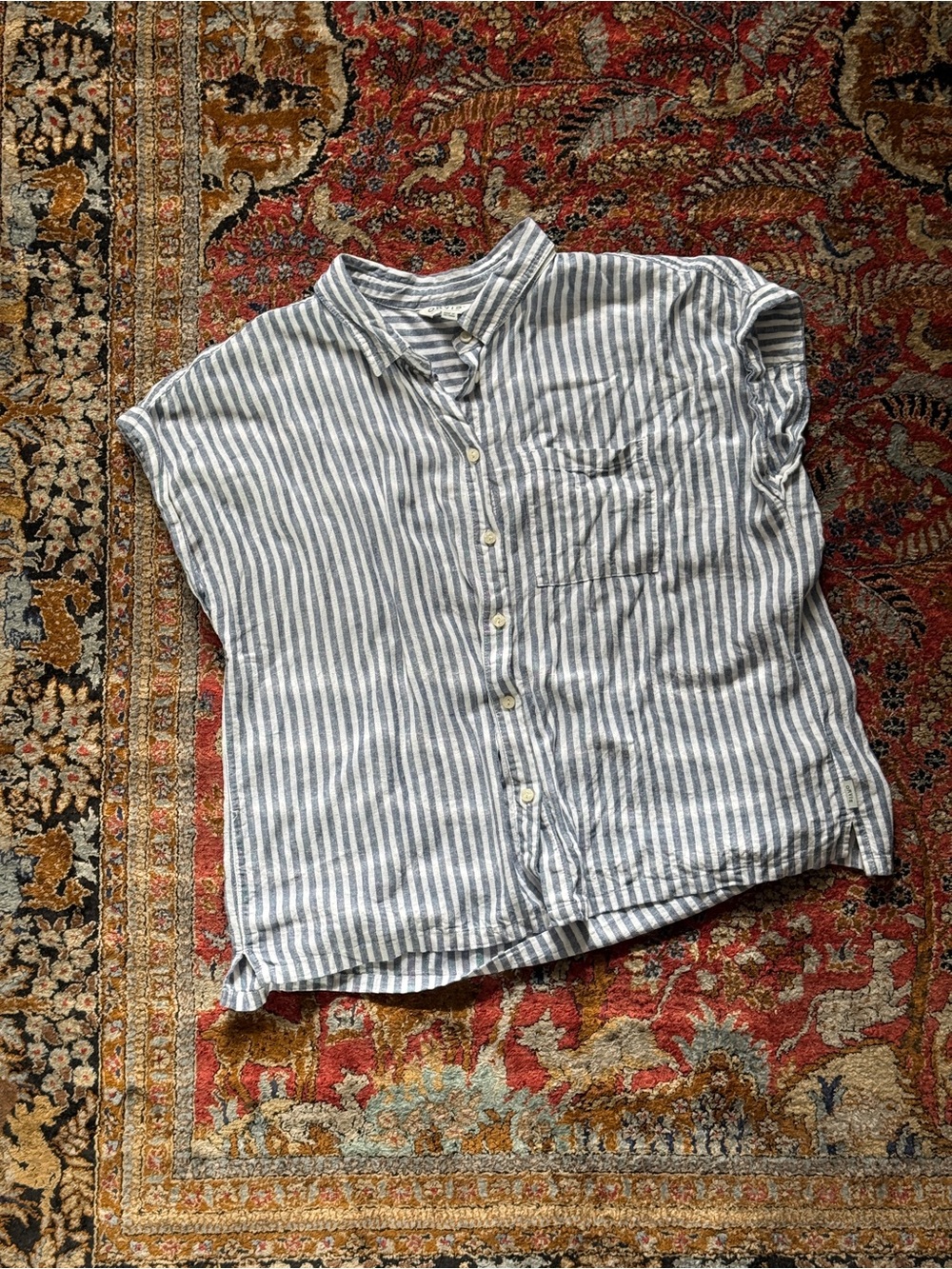 Orvis Blue and White Striped Button Shirt